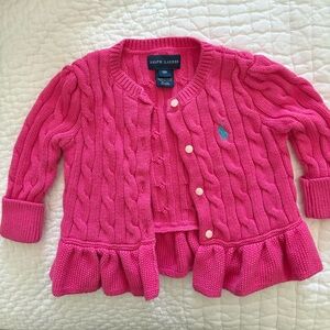 Like New Ralph Lauren Pink Cable Knit Cardigan 9m